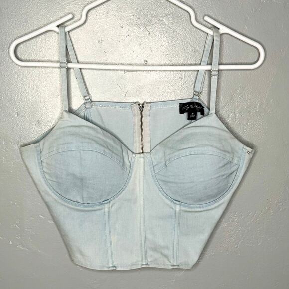 Women’s Light Wash Denim Bustier Top – Size Medium - Picture 8 of 8
